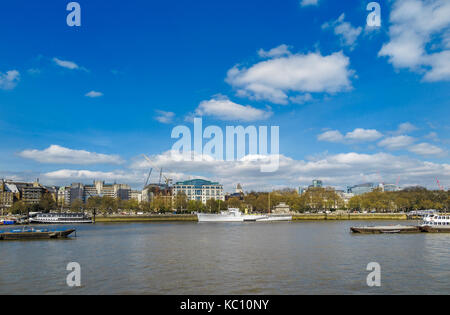 HQS Wellington, Heimat der Honourable Company of Master Mariners, Tempel Treppen, Victoria Embankment, London WC2, Mitglied der Sloops Grimsby Stockfoto