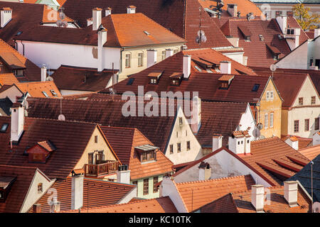 Dächer von Cesky Krumlov Stockfoto