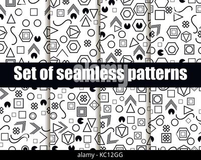 Geometrische nahtlose Muster in der Memphis Stil. Vector Illustration. Stock Vektor