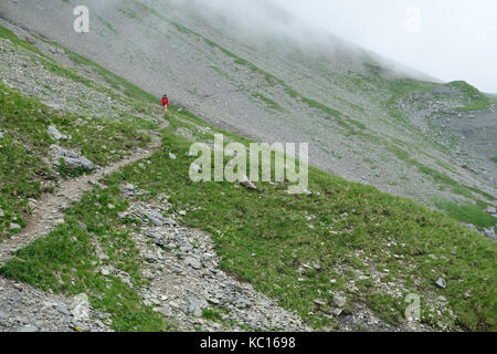 Pfad Abstieg vom Col de Sageroux, Tour des Dents Blanches, Alpen Stockfoto