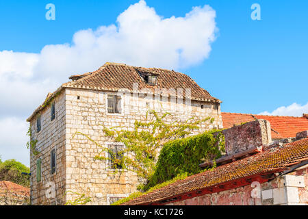 Typischen alten Haus in Hvar Stadt, Insel Brac, Kroatien Stockfoto