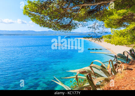 Blick auf die berühmten Goldenen Horn Strand in Bol auf der Insel Brac von Kroatien im Sommer Stockfoto
