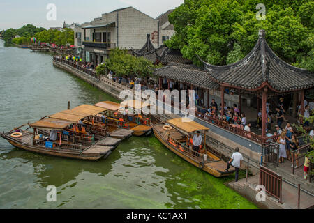 Sampan Cruise Terminal auf caogang Fluss, zhujiajiao, China Stockfoto