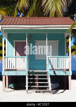Strand Hütten - Caye Caulker, Belize Stockfoto