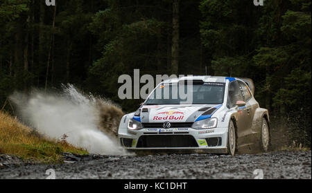 Jari Matti Latvala auf das Wales World Rally Championship (WRC) Rallye GB Wales, Großbritannien Stockfoto