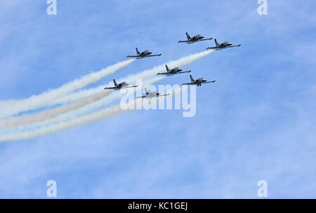 Sion, Schweiz - 15 September: L-39 Albatros in der Breitling Air Show: 15. September 2017 in Sion, Schweiz Stockfoto