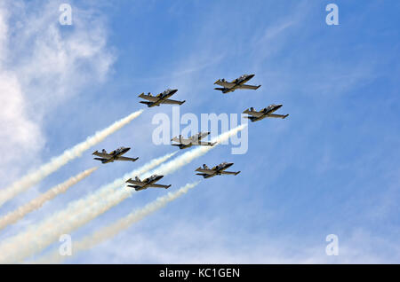 Sion, Schweiz - 15 September: Breitling L-39 Albatross in der Breitling Air Show: 15. September 2017 in Sion, Schweiz Stockfoto