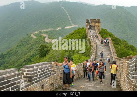 Die Große Mauer bei Mutianyu, nördlich von Peking, China Stockfoto