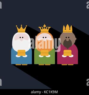 Drei Könige am Dreikönigstag Tag und einen dunklen Hintergrund. Vector Abbildung: Stock Vektor