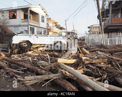 Hurrikan Maria alles zerstört während der Passage auf der Insel Dominica. Die Bevölkerung hat nichts mehr. Die 09/18/2017 Stockfoto