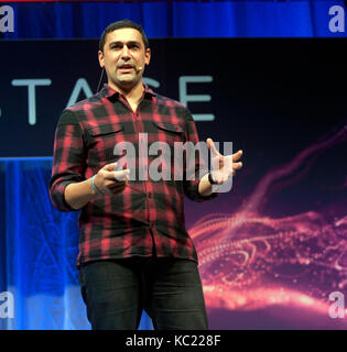 Adam Rutherford Teilnahme an kosmischen Chaos leben. eine mind-blowing Achterbahn der Wissenschaft, Comedy und allgemeine Fragen auf der Hauptbühne an der New Scientist Live Stockfoto