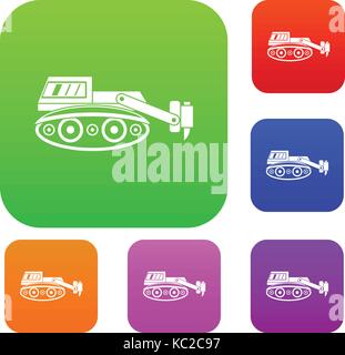 Bagger mit hydraulischer hammer Set Color Collection Stock Vektor