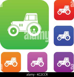 Traktor Set Color Collection Stock Vektor