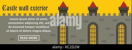 Schloss Wand außen Banner horizontale Konzept Stock Vektor