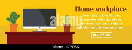 Home Arbeitsplatz mit Cactus banner horizontale Konzept Stock Vektor