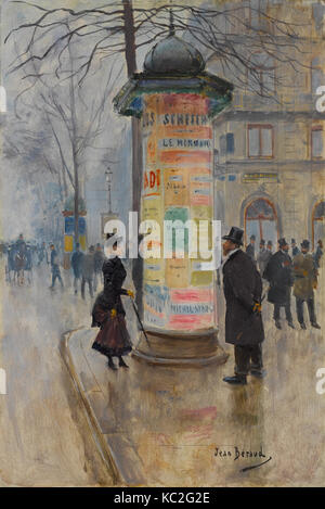 Pariser Straßenszene, Ca. 1885, Öl auf Leinwand, 15 1/4 x 10 1/2 in. (38,7 x 26,8 cm), Gemälde, Jean Béraud (Französisch Stockfoto