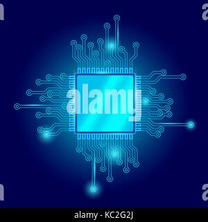 Leiterplatte cpu Microchip abstract high Hi Tech elektrische Hintergrund. Blauen Gradienten motherboard Computer Technologie Vector Illustration Kunst Stock Vektor