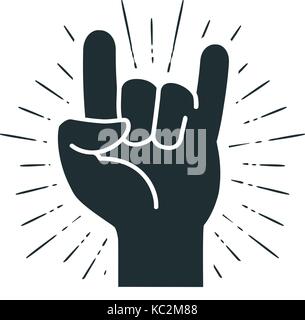 Rock Symbol, Geste. Cool, Party, Respekt, Kommunikation Symbol. Silhouette Vector Illustration Stock Vektor