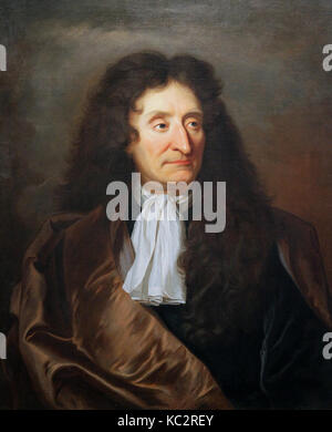 Porträt des Fabulisten Jean de la Fontaine 1690 von Jacint Rigau ros i Serra 1659-1743 aka Hyacinthe Rigaud Stockfoto