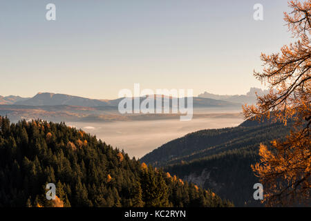 Italien, Trentino Alto Adige, Nonstal, Panoramablick von Luco Berg, im Hintergrund sehen Sie die Rosengarten. Stockfoto