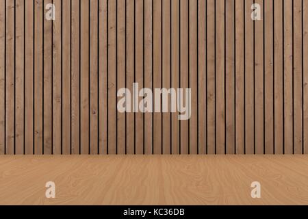 Leeren Raum mit Holz Planke in 3D-Rendering Stockfoto
