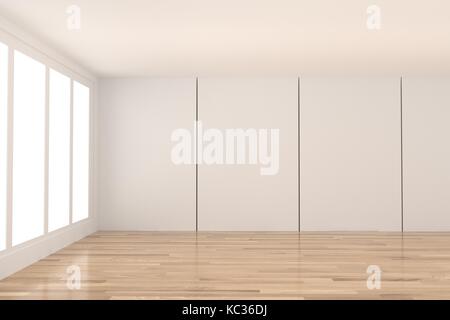 Leere weiße Zimmer mit Fenster Konstruktion in 3D-Rendering Stockfoto