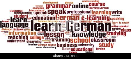 Deutsch lernen Word cloud Konzept. Vector Illustration Stock Vektor