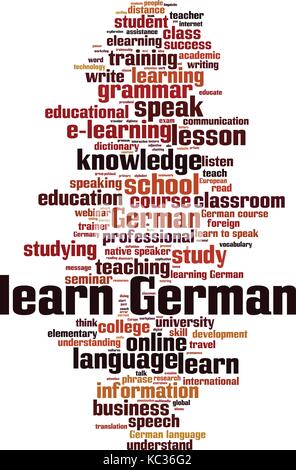 Deutsch lernen Word cloud Konzept. Vector Illustration Stock Vektor