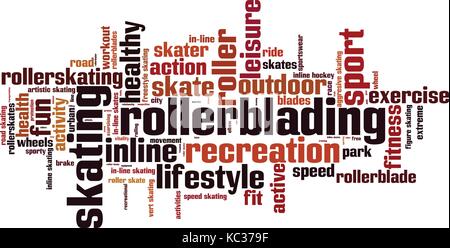 Rollerblading Wort cloud Konzept. Vector Illustration Stock Vektor