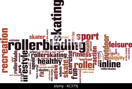 Rollerblading Wort cloud Konzept. Vector Illustration Stock Vektor