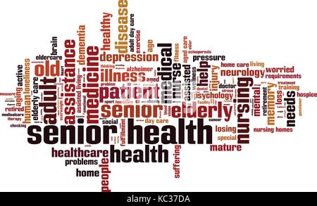 Senior Health Wort cloud Konzept. Vector Illustration Stock Vektor