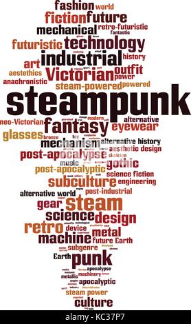 Steampunk Wort cloud Konzept. Vector Illustration Stock Vektor