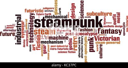 Steampunk Wort cloud Konzept. Vector Illustration Stock Vektor