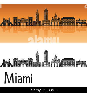 Miami V2 Skyline in orange Hintergrund in bearbeitbaren Vektordatei Stockfoto