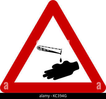 Warnschild mit korrosiven Substanzen Symbol Stockfoto