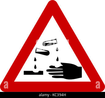 Warnschild mit korrosiven Substanzen Symbol Stockfoto