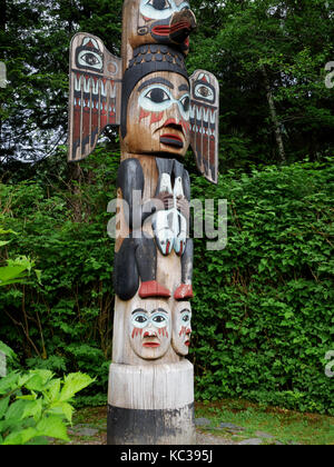 Totem Pole, Totem Bight State Historical Park, Ketchikan, Alaska, USA. Stockfoto