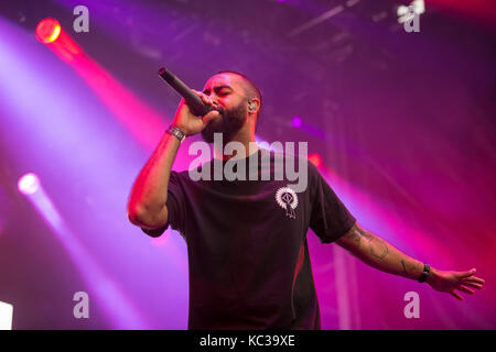 Der englische Drum and Bass band Rudimental führt ein Live Konzert in der norwegischen Musik Festival Bergenfest 2016. Norwegen, 16/06 2016. Stockfoto