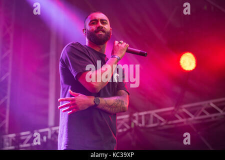 Der englische Drum and Bass band Rudimental führt ein Live Konzert in der norwegischen Musik Festival Bergenfest 2016. Norwegen, 16/06 2016. Stockfoto