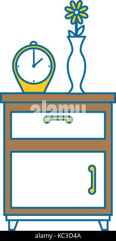 Nachttisch Schlafzimmer mit Wecker Vector Illustration Design Stock Vektor