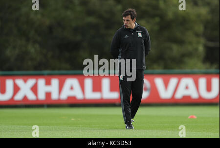 Wales Manager Chris Coleman während einer Trainingseinheit im Vale Resort, Hensol. Stockfoto