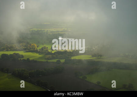 Luftbild Jodrell Bank während der Überholung Stockfoto