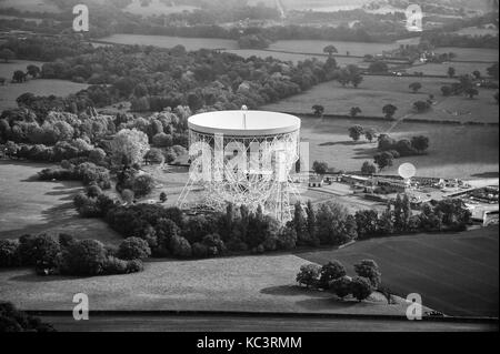 Luftbild Jodrell Bank während der Überholung Stockfoto