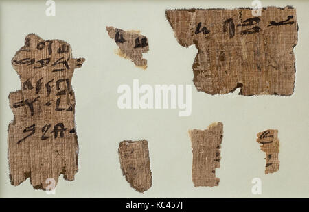 Heqanakht Papyrus Fragmente, Reich der Mitte, Dynastie 12, Ca. 1961 - 1917 v. Chr., aus Ägypten, Oberägypten, Theben, Deir el-Bahri Stockfoto