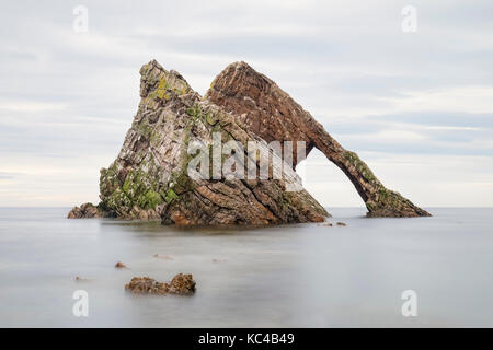 Bogen Sie Geige Rock, Portknockie, Moray, Schottland, Vereinigtes Königreich Stockfoto