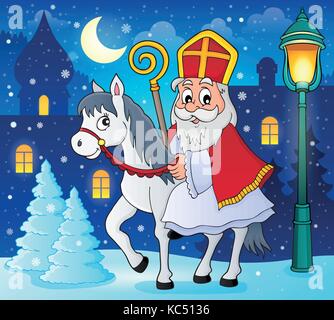 Sinterklaas auf Pferd Thema Bild 3 - Eps 10 Vector Illustration. Stock Vektor