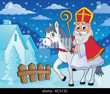 Sinterklaas auf Pferd Thema Bild 5-eps 10 Vector Illustration. Stock Vektor