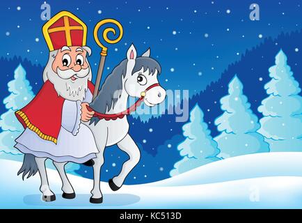 Sinterklaas auf Pferd Thema Bild 6-eps 10 Vector Illustration. Stock Vektor