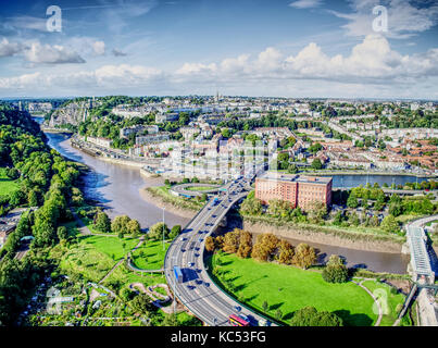 Eine Luftaufnahme mit Blick auf die Avon Gorge, Clifton und Hotwells - Bristol Stockfoto