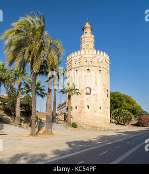 Torre del Oro, Sevilla, Andalusien, Spanien Stockfoto